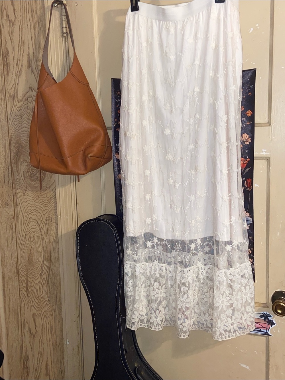 WHIMSICAL CREAM LACE MAXI SKIRT Summer Wedding Date Night CATO Plus 18/20